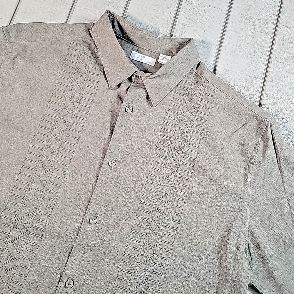 Cafe Luna Dress Shirt Men's Size XL Gray Button Down Short Sleeve Casual - Beach